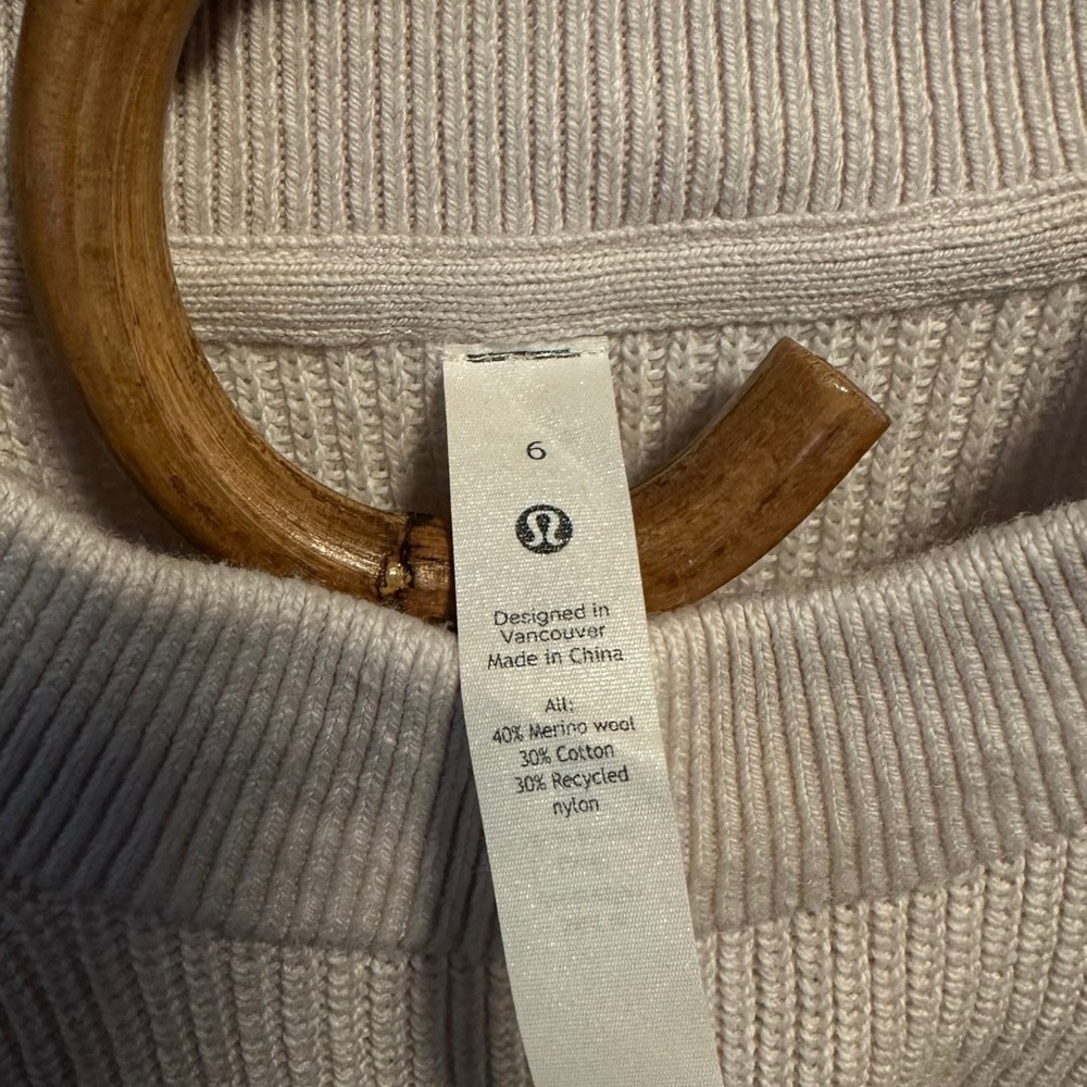 Lululemon | Merino Wool Blend Ribbed Crewneck Sweater White Opal Size 6 - Picture 11 of 14